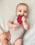 RaZbaby RaZberry Pop Teether for Babies 3 Months & Up - Natural Raspberry Shaped BPA Free Silicone Teether