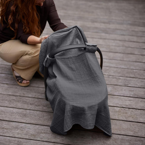 Denmark - Muslin Baby Car Seat Cover for Boys and Girls, 100% Organic Cotton Canopy, Perfect Fit for Baby Carrier (Soft