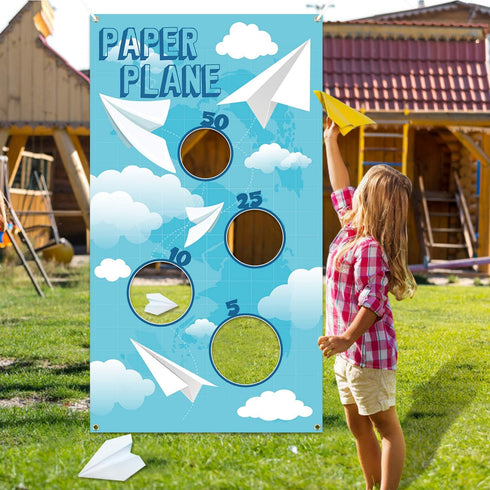 Summer TICIAGA Paper Plane Toss Game Banner, Throwing Target Banner for Glider Airplane, Fun Add-on Toys for Flying
