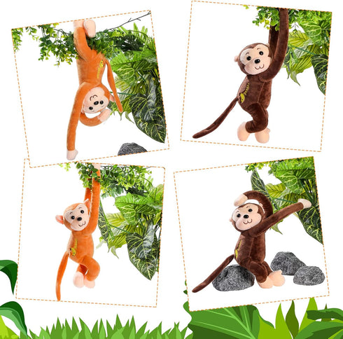 Libima 12 Pack 17.8 Inch Large Hanging Monkey Stuffed Animals Plush Toy with Hook and Loop Fastener