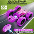 2.4 360 6 7 8 9 10 11 12 QUNREDA RC Cars, Purple Remote Control Car for Girls, GHZ Double Sided RC Stunt Car Rotating