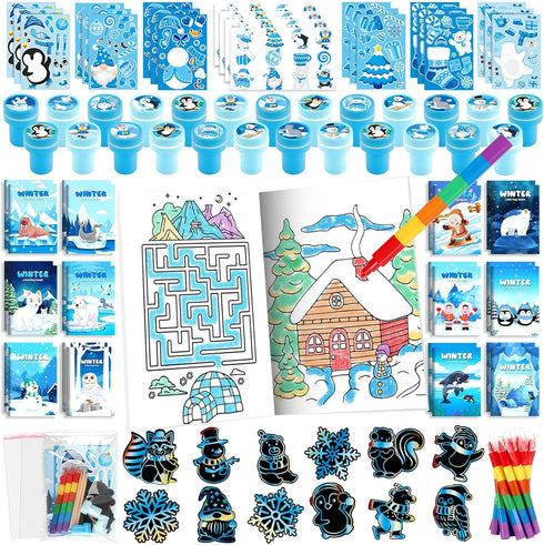 BenLouis Winter Party Favors Set Holiday Themed Coloring Book Classroom Gift Prizes