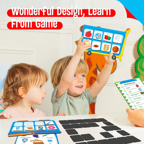 Magnetic Shopping List Game, Funny Groceries Matching Memory Game, Race to Collect Your Items Educational Toy for Boys