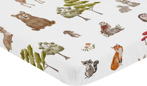 Sweet Jojo Designs Woodland Forest Animals Boy Girl Gender Neutral Unisex Fitted Mini Crib Sheet Baby Nursery Infant Newborn Bed Room Portable Pack n Play Mattress Animal Friends Bear Deer Watercolor by Sweet Jojo Designs