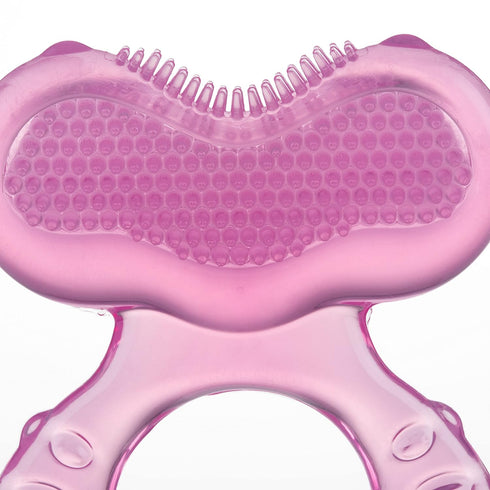 Nuby Silicone Teethe-eez Teether with Bristles, Hygienic Case, Pink