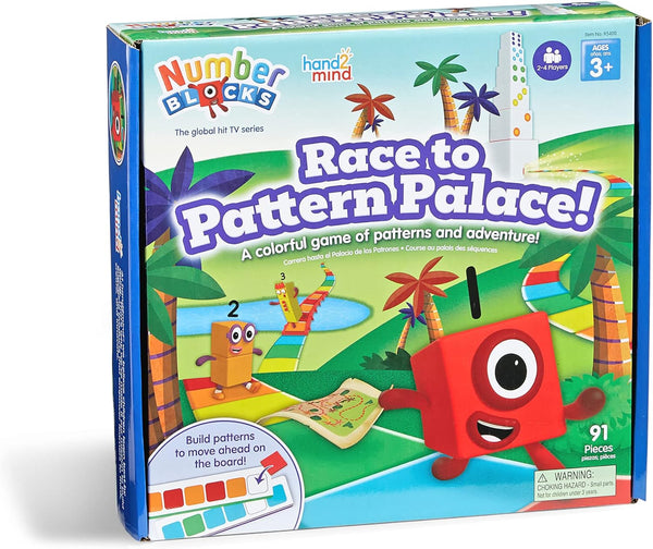 hand2mind Numberblocks Race to Pattern Palace! Board Game, Preschool Math Game for Kids Ages 3-5