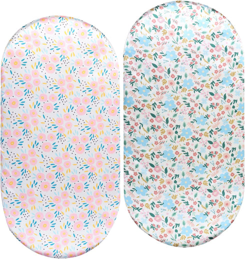 Tcmyyund Bassinet Sheet Set 2 Pack Satin Ultra Soft Silk Fit for Rectangle,