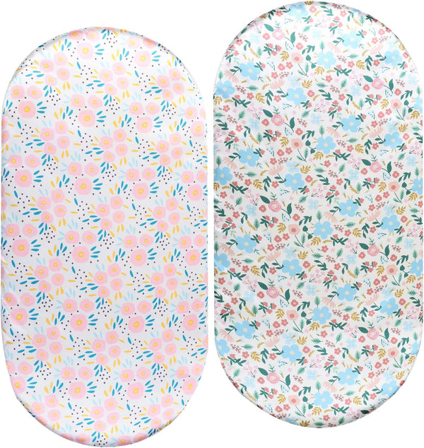 Tcmyyund Bassinet Sheet Set 2 Pack Satin Ultra Soft Silk Fit for Rectangle,
