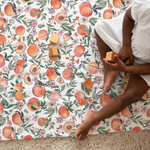 Peach Baby Blankets for Boy Girl, Vintage Peach Fruit Floral Leaves Flannel Soft Swaddle, 30x40