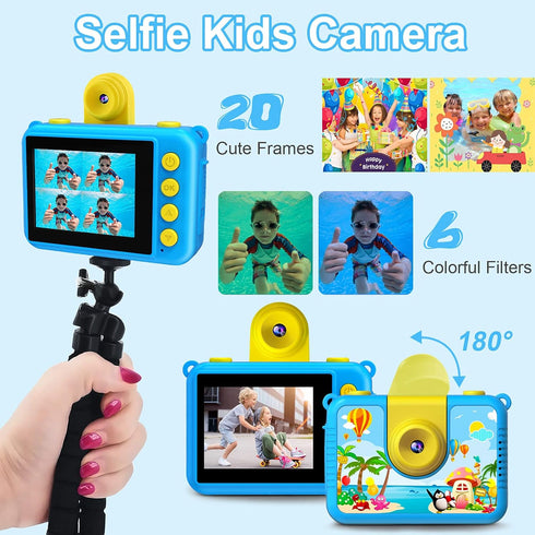 GKTZ Kids Waterproof Camera, Underwater Digital Action Camera with 32GB SD Card for Kids Age 4-10
