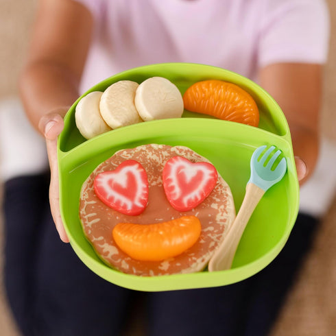 1-3, 11 Set Play Kitchen Accessories for Toddlers Piece Play Food with Plastic Fruits, Fork & Plate, for Kids Kitchen
