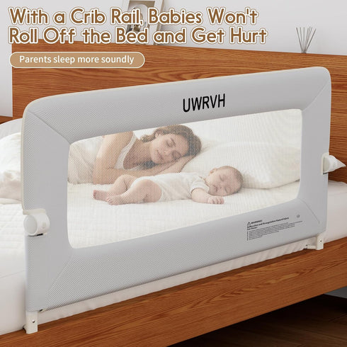 UWRVH 75" 28" Folding Bed Rail Guard for Toddlers,Safety Toddler Bed Rails,Baby Bed Rails- U-Shape No Drilling Design