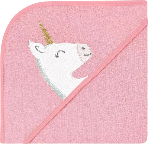 3pk 15 Hudson Baby Unisex Baby Animal Hooded Towel and Washcloths, Unicorn, One Size