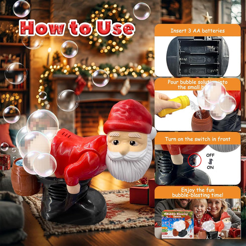 Generic Santa Bubble Blower for Christmas, Musical Santa Bubble Blower Machine with Flashing Lights, Automatic Santa