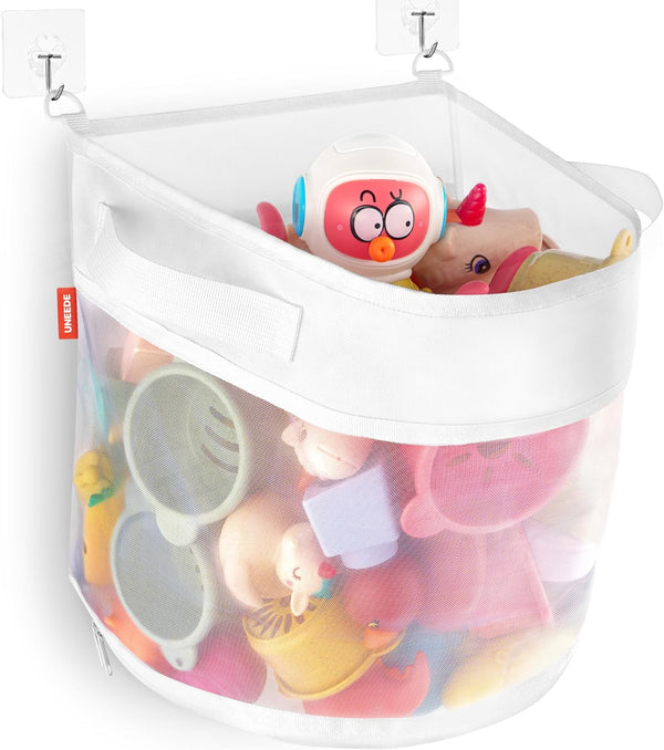 UNEEDE 2 Gallons Bath Toy Organizer, Quick Access Bath Toy Holder for Bathtub, Quick Dry Baby Bath Toy Storage