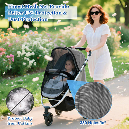 South to East Mosquito Net for Stroller with Drawstring, Baby Bug Netting with Storage Bag, Breathable & Portable