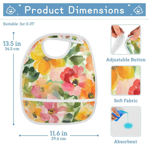 JUNZAN 5 Pack Baby Girl Newborns Baby Drooling Bibs with Snap Cotton Burp Cloths and Bibs Bibs for Teething Spring
