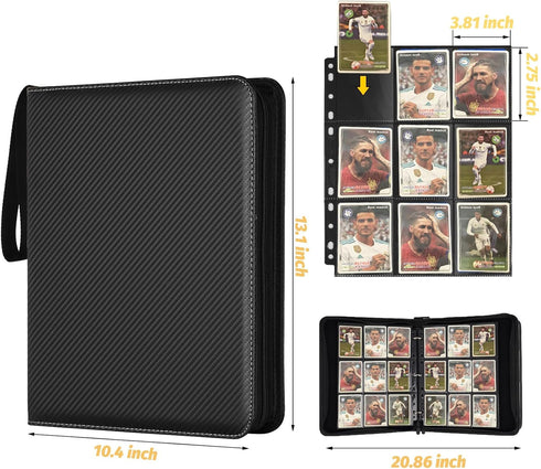 9 720 Album, GERMUN Pocket Card Binder, Premium Zip Trading Card Binder, Double Sided Pocket PU Collection Binder