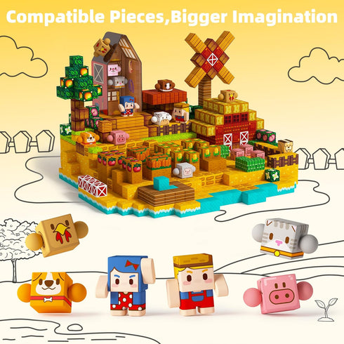 Set 3+ GobiDex Magnetic Farm Figures with Animals & People, Portable Tin Box for Role Play & STEM Education, Travel Toy