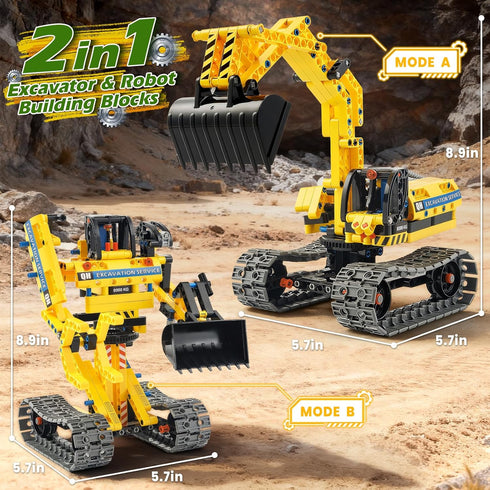 Jumlys 5, 6, 7, 8, 9, 10, 11, 12 2 1 Sets, 344 STEM Building Toy for Kids Boys Girls Age Years Old, in Excavator Robot