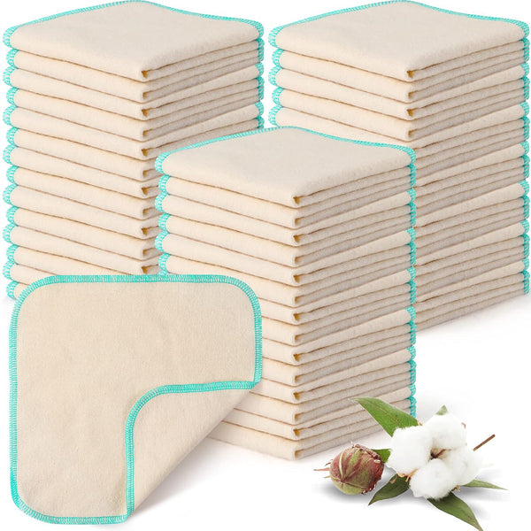 meekoo 45 Pcs Unbleached Flannel Cloth Baby Wipes Reusable Baby Diapers Wipes