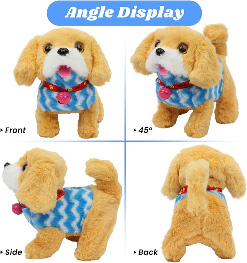 Hopearl Walking Dog Golden Retriever Interactive Electronic Pet Plush Toy, Woof and Moving Animated Nodding Head