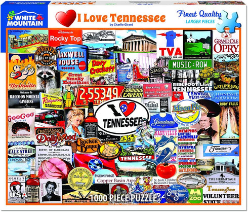 White Mountain I Love Tennessee - 1000 Piece Jigsaw Puzzle