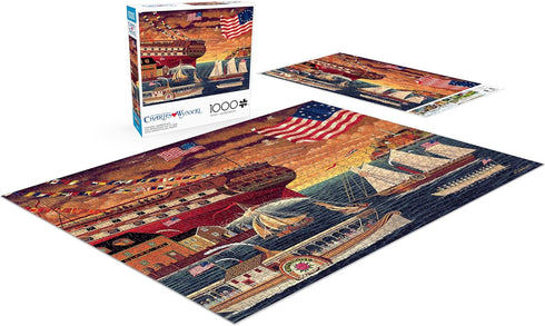 1000 Buffalo Games Piece Jigsaw Puzzle - Patriotic Harborview - Charles Wysocki Colorful Puzzle for Adults