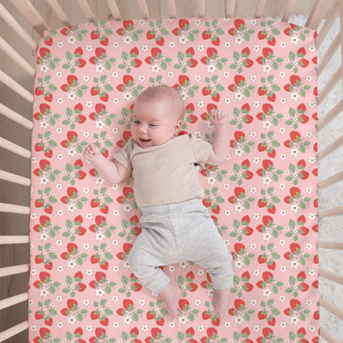 3-Piece Set The Peanutshell Strawberry Sweet Baby Girl Crib Bedding Pink Nursery Bedding, Crib Comforter & Decor