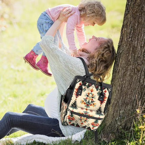 Hsnar Backpack Boho Christmas Waterproof Diaper Bag Large Capacity Baby Bag with Stroller Straps, Multi-Pocket Diaper
