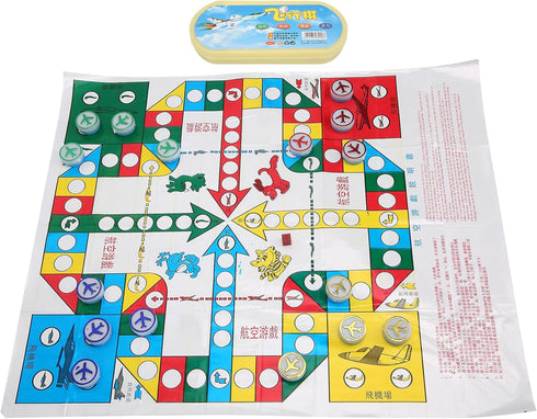 Flight Chess, Portable Aeroplane Chess Game Set with Oval Box, Leisure Sports Supplies