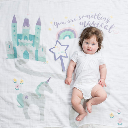 Set 40in 40in Lulujo Babys First Year Milestone Blanket and Card | x (Something Magical)
