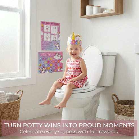 ZICOTO Fun Potty Training Chart with Stickers for Girls - Motivating Unicorn Rewards System with Stickers for Toddler
