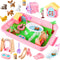 Aprilwolf 21 PCS Pet Sensory Bin, Dog & Cat Sandbox with Sand