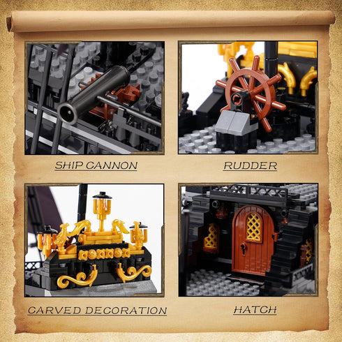1424PCS Pirate Ship Building Blocks Toys, Creator Architecture Corsair Set, Great for 6+ Boys, Girls, Adults