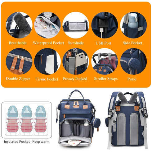 Backpack backpack, Astro alan Baby Diaper Bags with Changing Station, Waterproof Diaper Bag for Moms Dads with USB