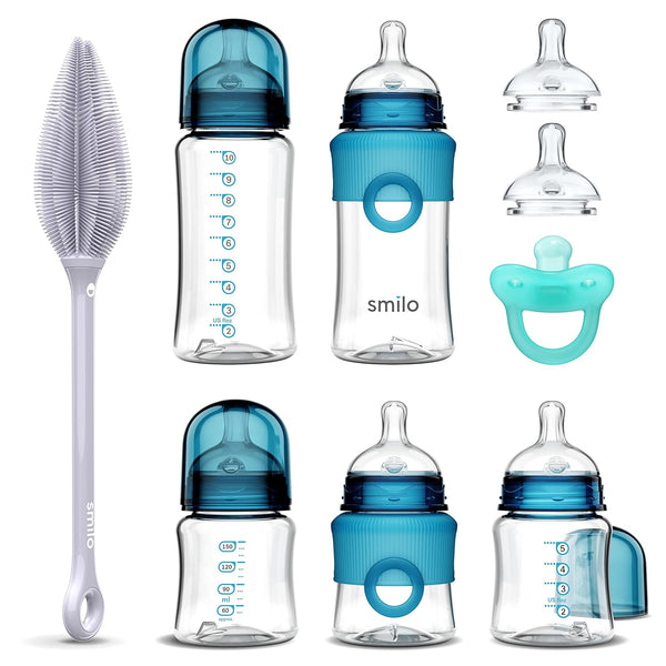 Smilo Baby Bottle Feeding Gift Set - Bottle Set with 100% Silicone