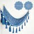 Macrame Toy Hammock for Stuffed Animals, Deep Sea Blue Hanging Organizer Net for Nursery Decor