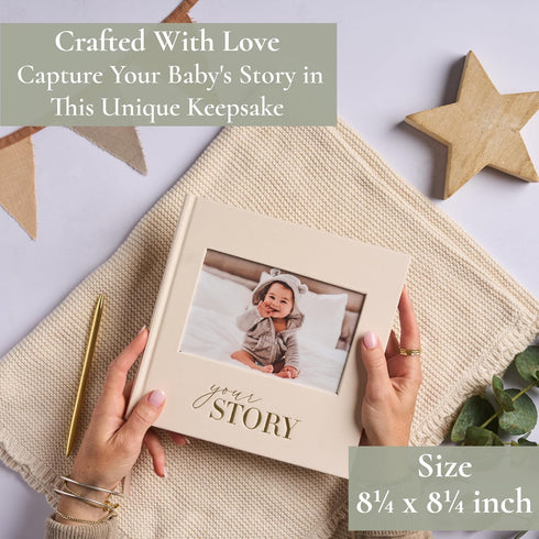 Baby Memory Book - Baby Photo Albums - Baby Scrapbook & Record Book - Baby Journal Gift for Newborn Baby Boy & Girl (Cream Fabric) by Bibi & Beau