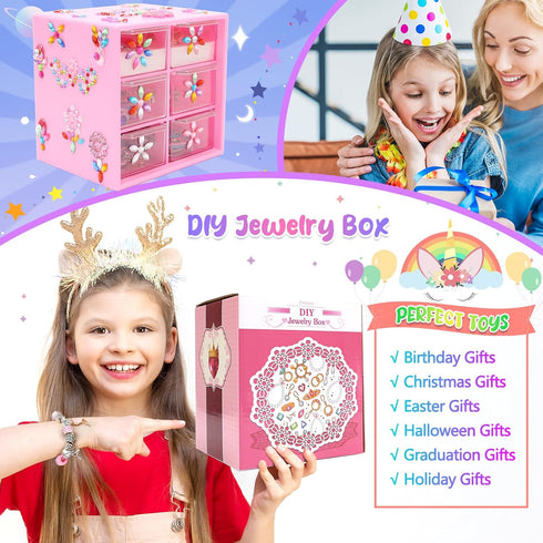Charm Bracelet Making Kit, Art Supplies for Girls Age 6-8, Friendship Bracelet Kit with Rings for Kids Toys