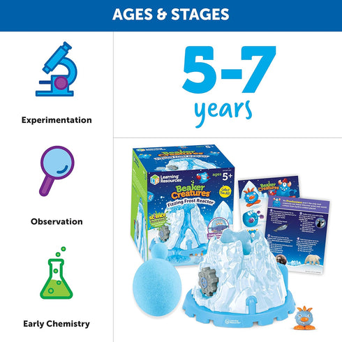 Learning Resources Beaker Creatures Fizzing Frost Reactor - 6 Pieces, Volcano Science Kit for Kids