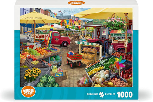 1000 Wonder Forge Farmer's Market Day Piece Jigsaw Puzzle for Adults | Unique, Perfectly-Fitting Pieces | Fun, Vibrant