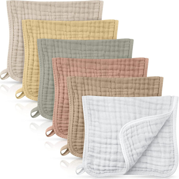 Irenare 6 Pack Muslin Burp Cloths, Large 20 x 10 Inch Cotton Baby Burping Rags, Soft Absorbent Multicolor Wash Cloths
