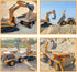 Remote Control Excavator Toy - RC Construction Metal Shovel Digger with Lights Sounds, 360 Rotation for Ages 3-10