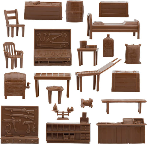BMC Classic Marx Western Town Furniture 42pc Plastic Cowboy Playset Accessories