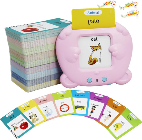 Spanish & English 510 Words Alphabet Bilingual Talking Flash Cards for 3-8