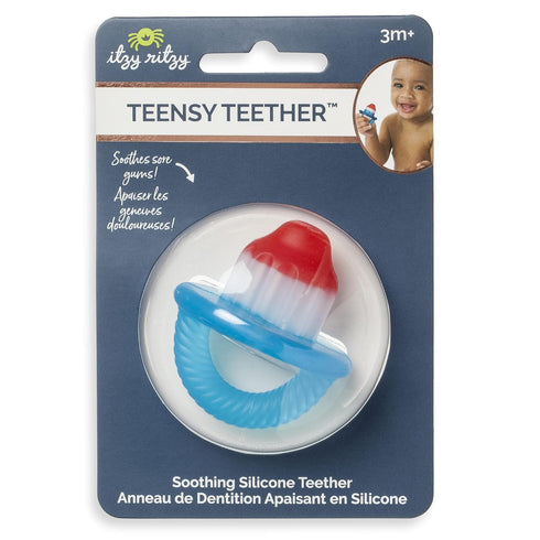 3 Itzy Ritzy Silicone Teensy Teether Flexible, Soft & Hollow Baby Teething Toy with Easy-to-Hold Handle Designed