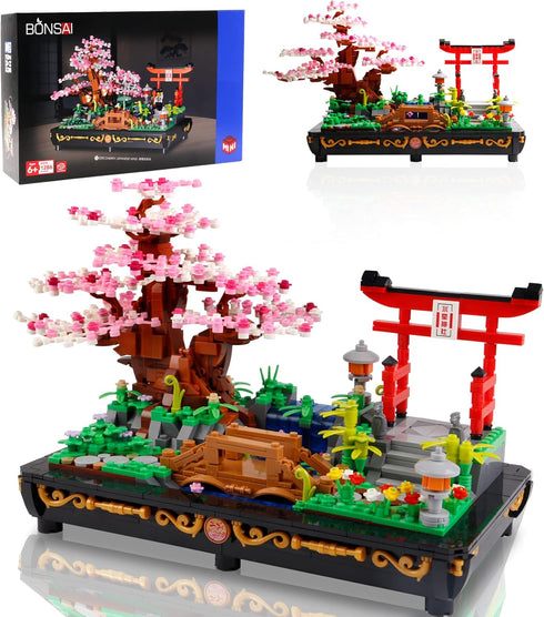 Cherry Blossom Bonsai Tree Building Set, Japanese Style Sakura Mini Blocks (1286 PCS), Beautiful Display for Kids and