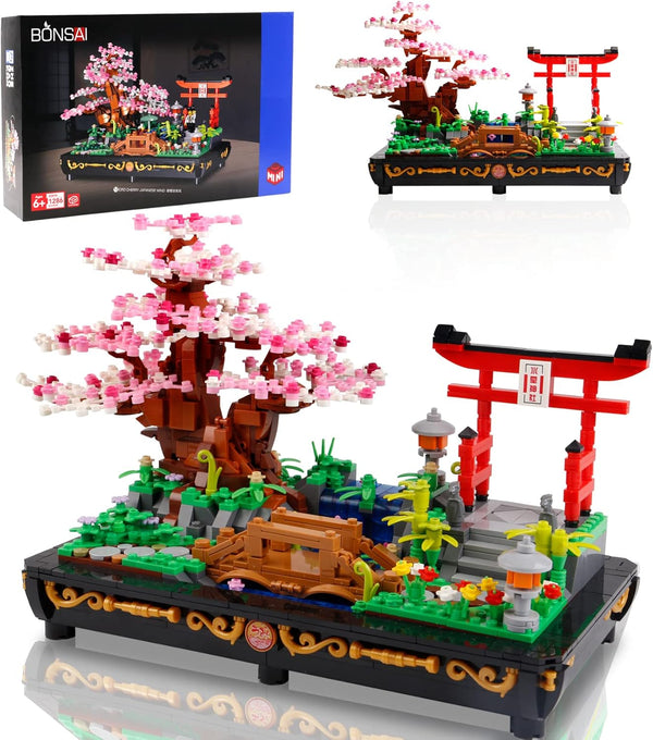 Cherry Blossom Bonsai Tree Building Set, Japanese Style Sakura Mini Blocks (1286 PCS), Beautiful Display for Kids and