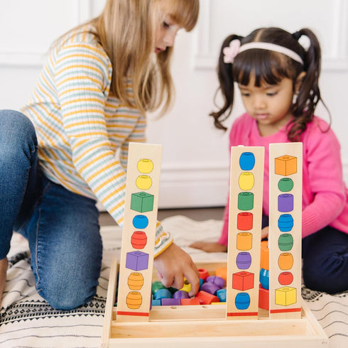Set 46 5 Melissa & Doug Bead Sequencing with Wooden Beads and Double-Sided Pattern Boards